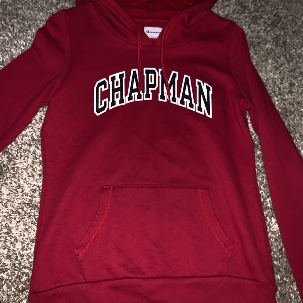 “chapman” dark red champion hoodie